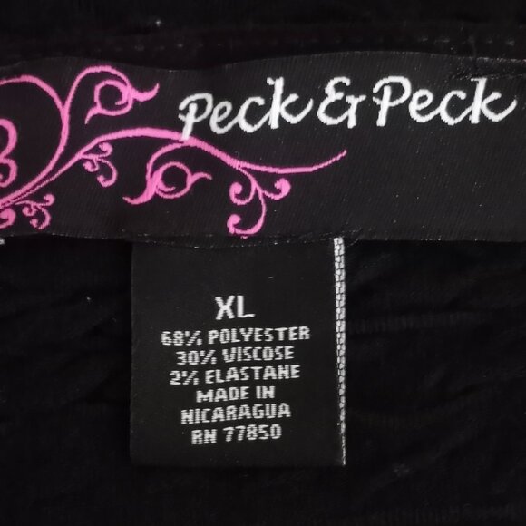 Peck & Peck Boat Neck 3/4 Sleeve Black Damask Pullover Tunic Top - Picture 4 of 4